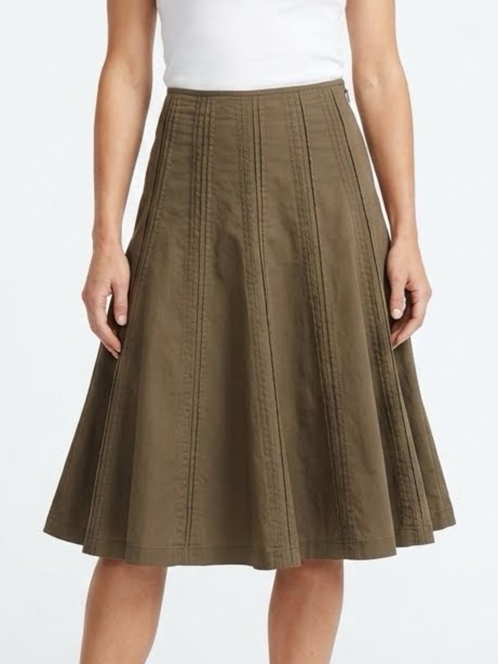 CAbi Vintage Y2K Bark Drift Wood Brown Gored Skirt 4 NWOT $78